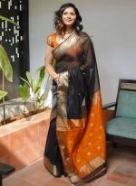 Silk Black Daily Wear Jacquard Work Saree